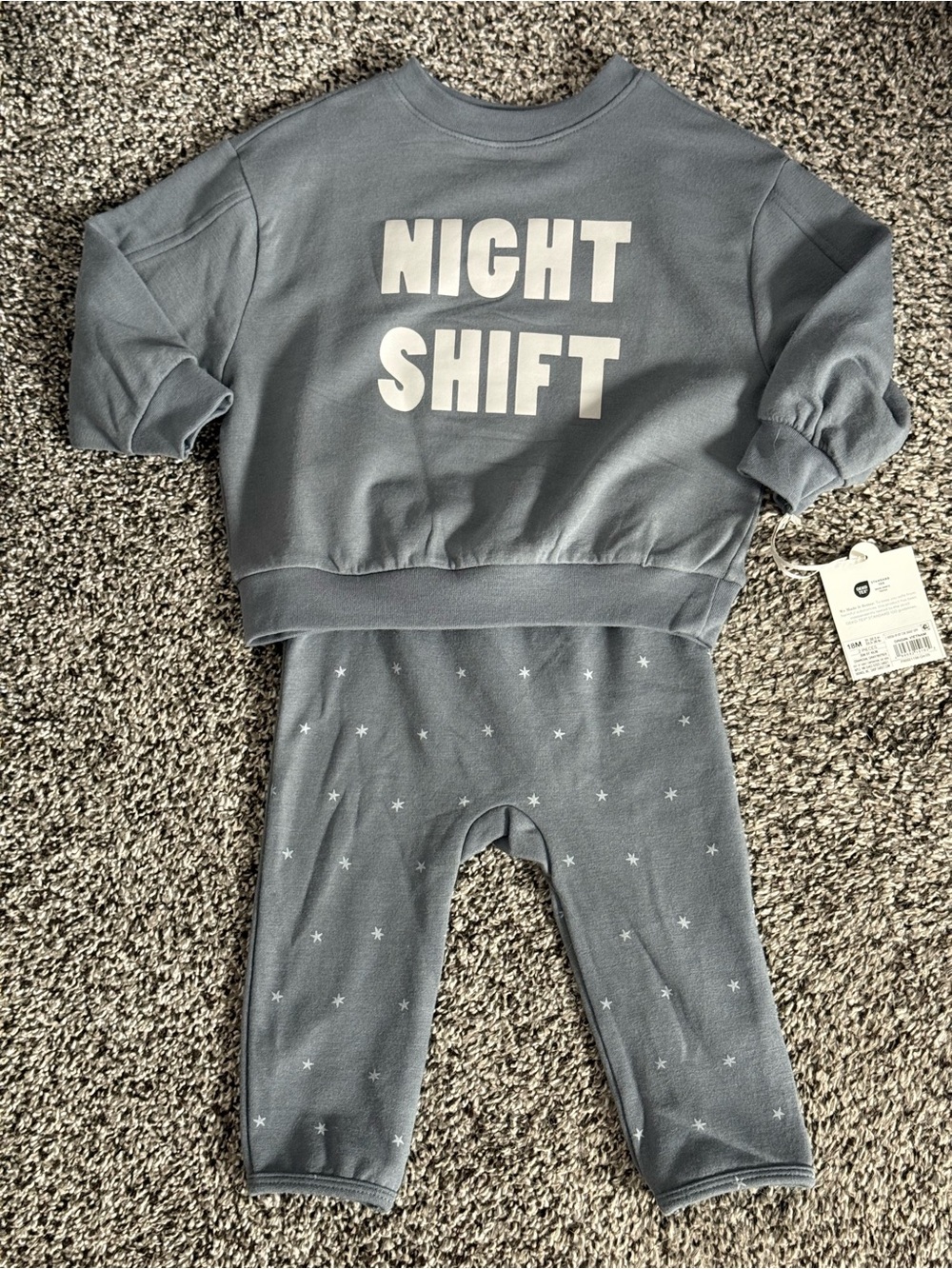 Night Shift Sweat Set - Unisex Grey with stars on bottoms NWT and HTF